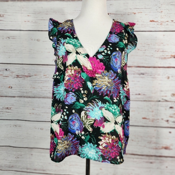 J. Crew Tops - J CREW Floral Ruffle Sleeve Top (16)